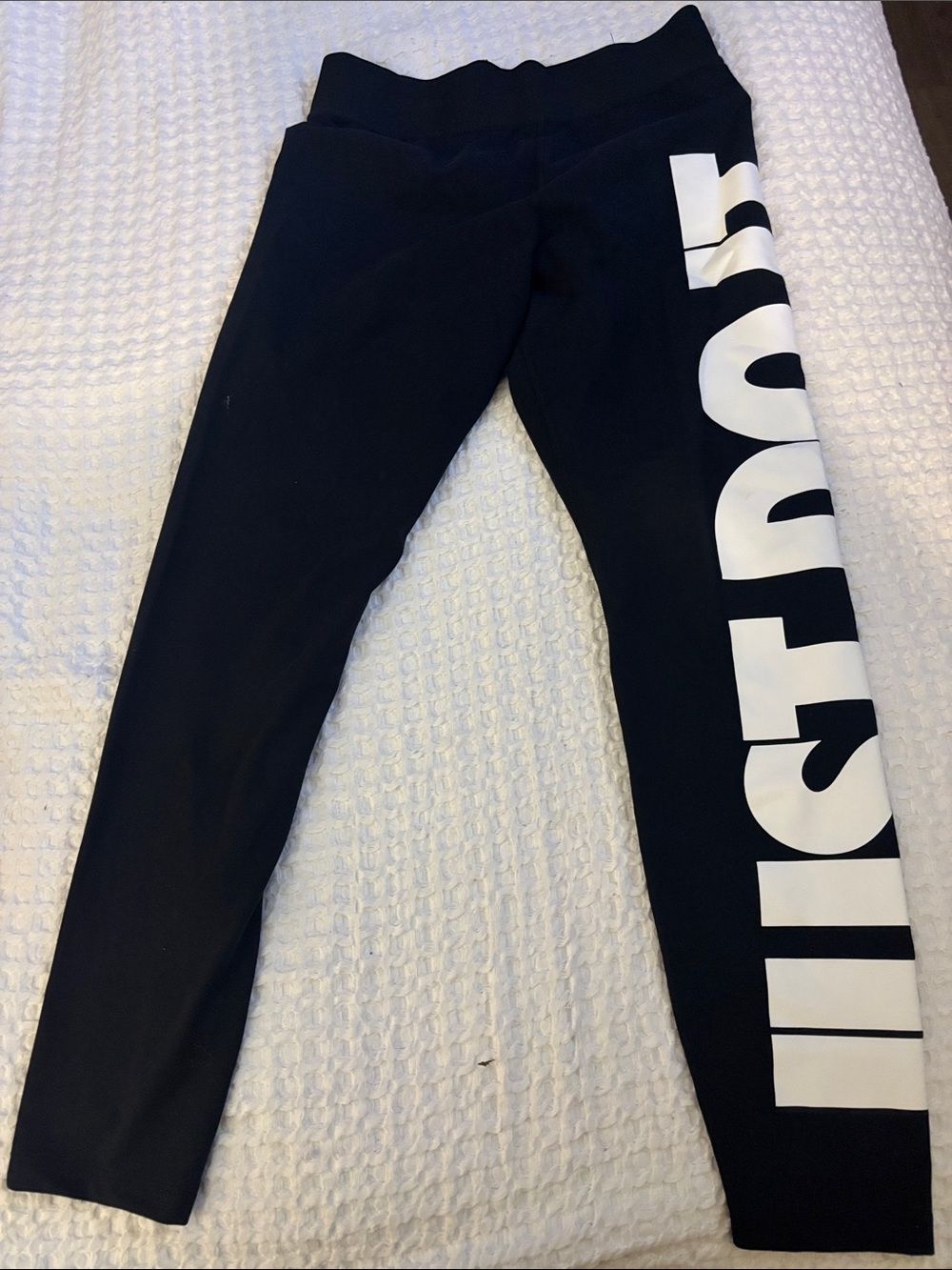 Nike Black Leggings with White Side Logo Print